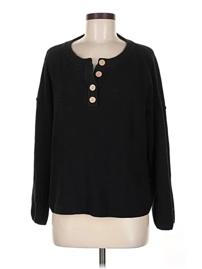 Pre-owned Lillusory Long Sleeve Henley Shirt In Black