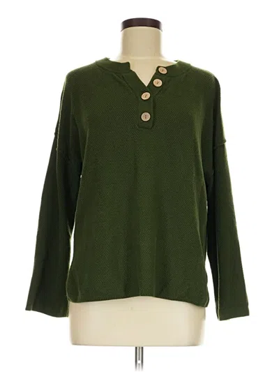 Pre-owned Lillusory Long Sleeve Henley Shirt In Green