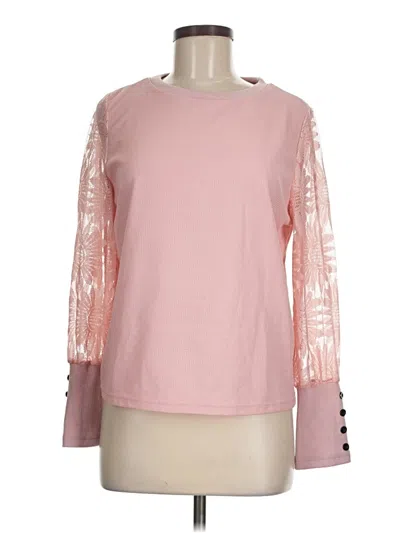 Pre-owned Lillusory Long Sleeve Top Pink Crew Neck Tops