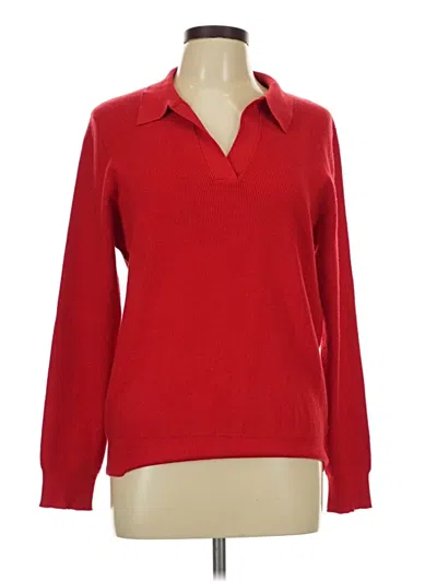 Pre-owned Lillusory Long Sleeve Top Red V-neck Tops