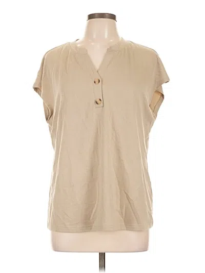 Pre-owned Lillusory Short Sleeve Blouse In Tan