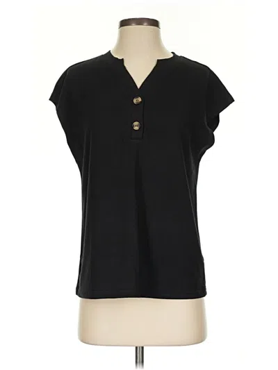 Pre-owned Lillusory Short Sleeve Top Black Keyhole Neckline Tops