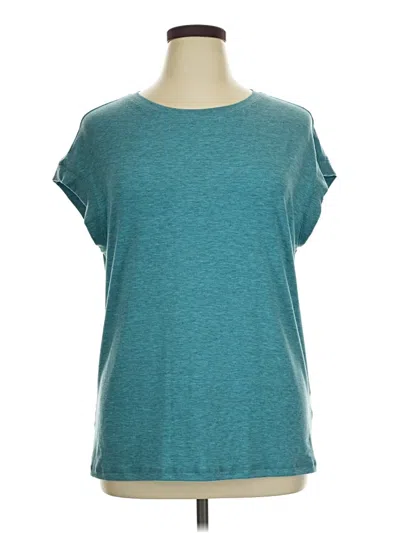 Pre-owned Lillusory Short Sleeve Top Teal Scoop Neck Tops In Blue