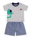 Lilly And Sid 2pc Lizard Applique T-shirt & Chambray Short Set In Blue