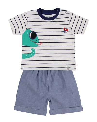 Lilly And Sid Kids' 2pc Lizard Applique T-shirt & Chambray Short Set In Blue
