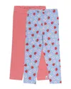 Lilly And Sid Lilly & Sid Strawberry And Stripe Print Leggings -2 Pack In Multi