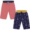 Lilly And Sid Lilly + Sid Organic Cotton Anchor And Stripe Shorts In Blue