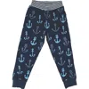 Lilly And Sid Lilly & Sid Anchor Print Joggers In Blue