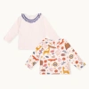 Lilly And Sid Lilly + Sid Organic Cotton Animal Forest Print And Plain Top In White