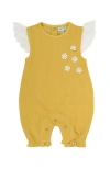 Lilly And Sid Lilly & Sid Floral Applique Onsie In Yellow