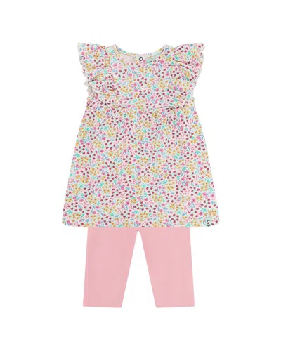 Lilly And Sid Kids' Floral Tunic & Cropped Legging In Pink