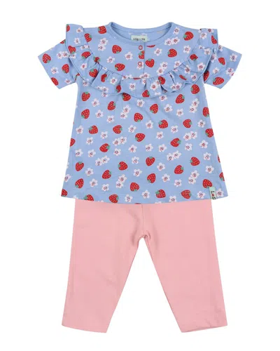Lilly And Sid Kids' Frill Legging Set In Blue