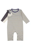 Lilly And Sid Lilly + Sid Organic Cotton Badger Applique Romper In Blue