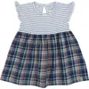 Lilly And Sid Lilly + Sid Organic Cotton Check And Stripe Dress In Blue