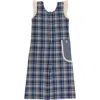 Lilly And Sid Lilly + Sid Organic Cotton Check Print Jumpsuit In Blue
