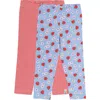 Lilly And Sid Lilly + Sid Organic Cotton Strawberry And Stripe Print Leggings -2 Pack In Blue