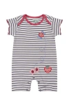 Lilly And Sid Lilly + Sid Organic Cotton Stripe Print Romper In Blue