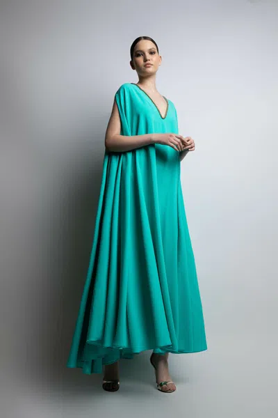 Lilly Ibrahim Beaded V-neckline Dress In Green