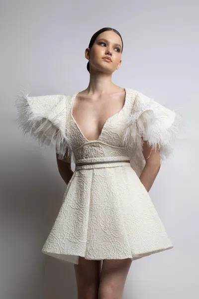Lilly Ibrahim Dramatic Sleeve Mini-dress In White