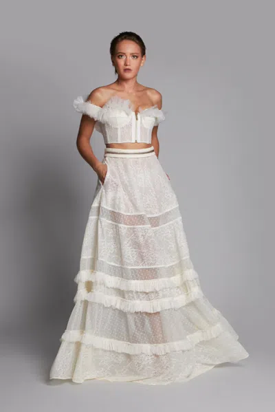 Lilly Ibrahim Off Shoulder Bustier And Skirt In Ivory