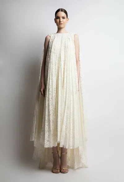 Lilly Ibrahim Sleeveless Cape-like Gown In Neutral