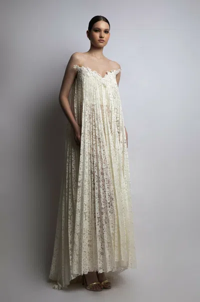 Lilly Ibrahim Strapless Patterned Gown In Yellow