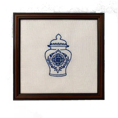 Lilly Loves Blue Embroidered Ginger Jar Artwork Number Four