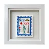 Lilly Loves Blue / Gold New York Stamp Embroidered Artwork
