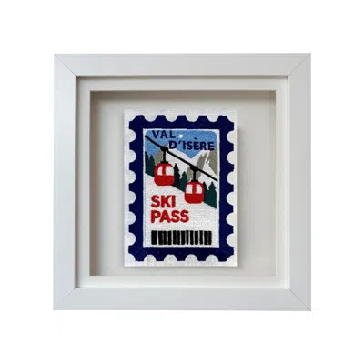 Lilly Loves Blue Val D'isere Embroidered Postcard Artwork