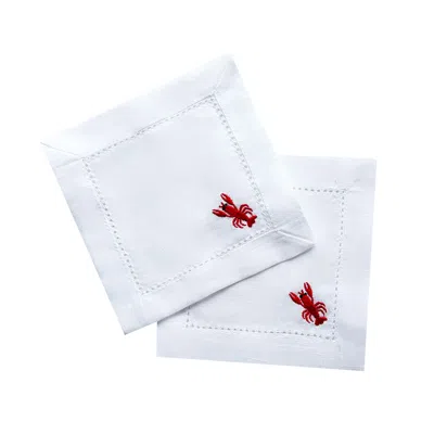 Lilly Loves Embroidered Lobster Cocktail Napkin