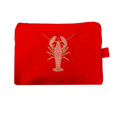 Lilly Loves Embroidered Lobster Cosmetic Bag