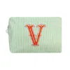 Lilly Loves Green V Alphabet Cosmetic Bag In Green