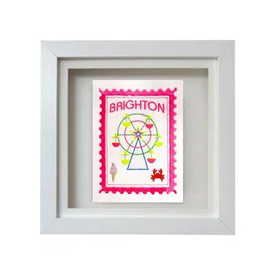 Lilly Loves Neutrals Brighton Postcard Stamp Embroidery Artwork