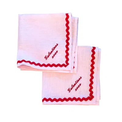 Lilly Loves Pink / Purple Galentines Day Linen Napkins