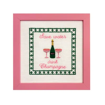 Lilly Loves Pink / Purple Save Water Drink Champagne Embroidered Artwork Print