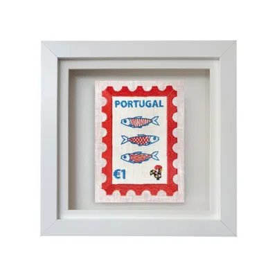 Lilly Loves Portugal Embroidered Stamp Artwork In Red
