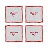 Lilly Loves Red & White Please Leave By Nine Cocktail Napkin In Red
