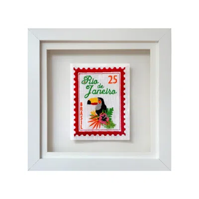 Lilly Loves Red / Gold Rio De Janiero Embroidered Artwork Print