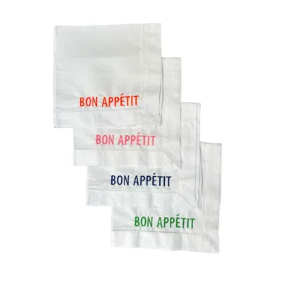 Lilly Loves White Bon Appetit Embroidered Napkins