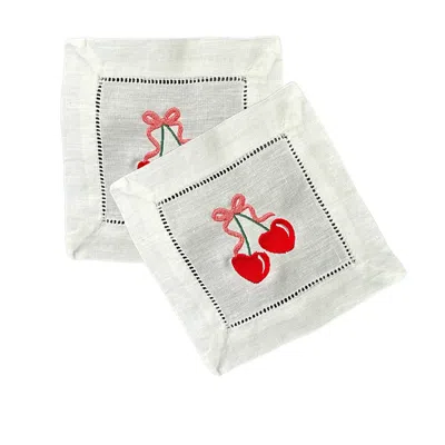 Lilly Loves White Cherry Bow Cocktail Napkins
