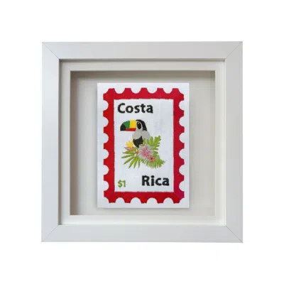 Lilly Loves White Costa Rica Embroidered Postcard Artwork