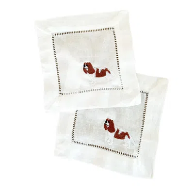 Lilly Loves White Doggie Cocktail Linen Napkins