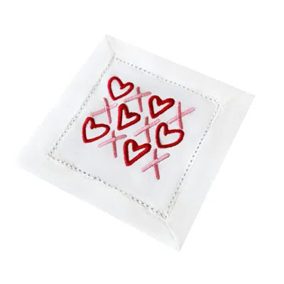 Lilly Loves White Hearts And Crosses Valentines Cocktail Napkins
