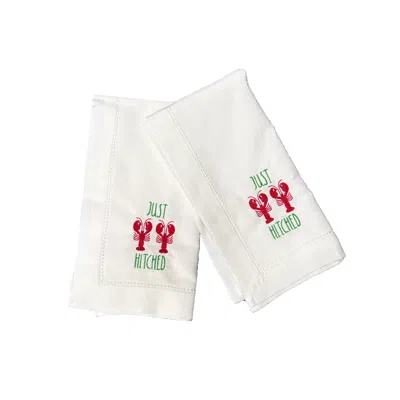 Lilly Loves White Just Hitched Lobster Linen Napkins