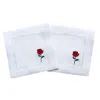 Lilly Loves White Rose Embroidered Cocktail Napkin