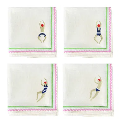 Lilly Loves White Take The Plunge Embroidery Napkins