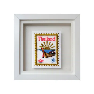 Lilly Loves White Thailand Inspired Embroidered Artwork In Multi