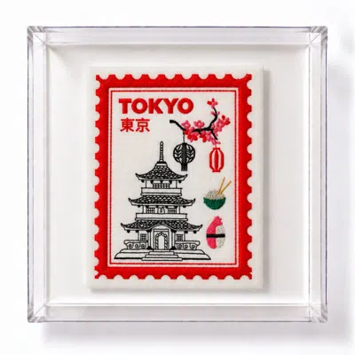 Lilly Loves White Tokyo Inspired Embroidered Postage Stamp