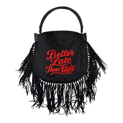 Lilly Loves Women's Black Better Late Than Ugly Tassel Handbag