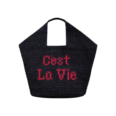 Lilly Loves Women's Black C'est La Vie Oversized Beach Bag